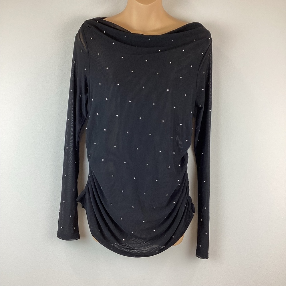 NWOT Rebecca Minkoff Black Sheer Gemstone Top | Medium